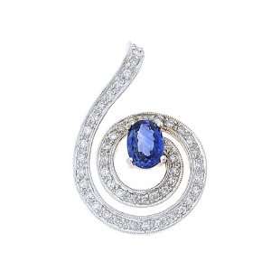  1.44CTW 18K White Gold Genuine Blue Sapphire and Diamond 
