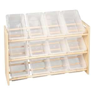 New   Ecr4Kids See N Store 3 Tier Wood Rack With 12 Bins in White by 