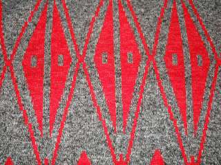   80S GREY RED DIAMOND ACRYLIC CRAZY PATTERN UGLY SWEATER MENS LARGE L