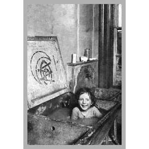  Vintage Art Child Bathes in Sink   02558 1
