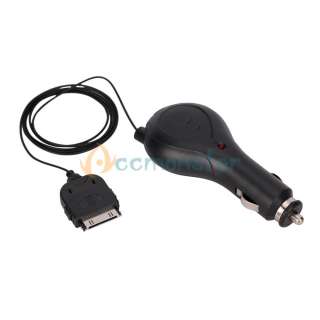 New Black Car Adapter Charger Retractable Cable for Apple Iphone 4S 4G 