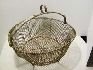 Vintage Wire Apple Picking Basket with Handle, Hook and Feet  