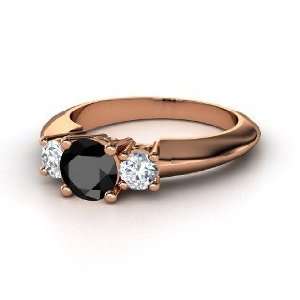  Ava Ring, Round Black Diamond 14K Rose Gold Ring with 