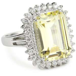 CZ by Kenneth Jay Lane Classic Cubic Zirconia Framed Yellow Ring 