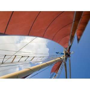 Red Sails on Sailboat That Takes Tourists out for Sunset Cruise, Key 