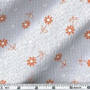  45 Wide Printed Gingham Daisy Mae Orange Fabric By The 