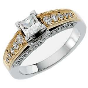  Two Tone Diamond Engagement Ring (Center stone is not 