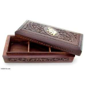  Brass and wood jewelry box, Golden Elephant