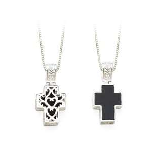  Sterling Silver Onyx Cross Pendant with Chain Puresplash 