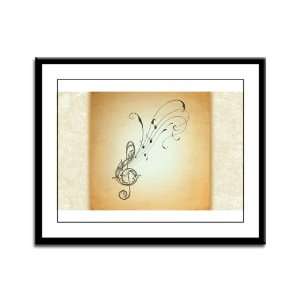    Framed Panel Print Treble Clef Music Notes 