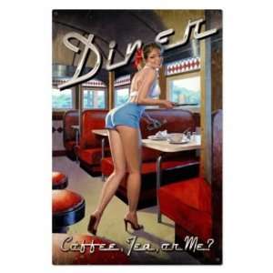    LARGE Diner Vintage Pin Up Vintage Metal Sign