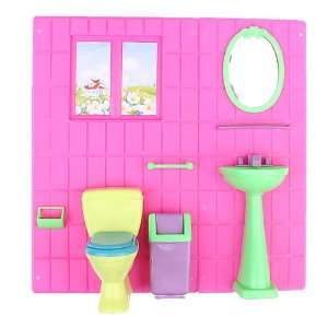  Barbie Doll House Furniture Bathroom Set Toilet and Wash 