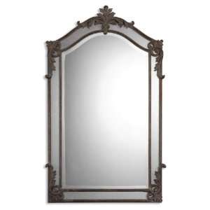   Alvita Medium Wall Mounted Mirror Aged Wood Tone w/Heavy Gray Glaze