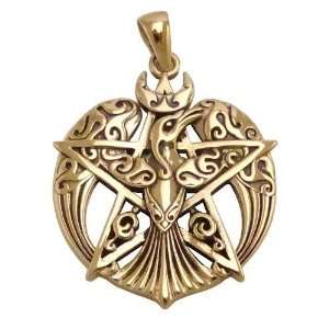  Bronze Raven Moon Pentacle Pendant Wiccan Pagan Jewelry By 