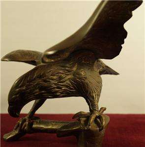   BRONZE FALCON FIGURINE LARGE ART USA US MILITARY BIRD DECOR  