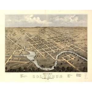   eye view of Columbus, Columbia Co., Wisconsin 1868. Drawn by A. Ruger