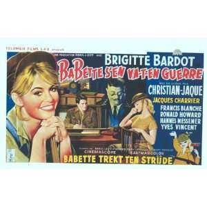  Babette Goes To War Poster Belgian 14x22 Brigitte Bardot 