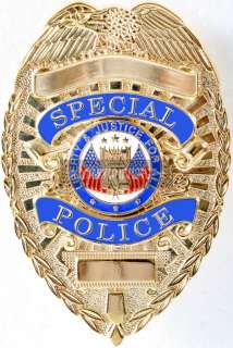 Gold Deluxe Special Police Shield Law Enforcement Badge 613902192607 