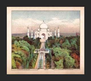 INDIA, Taj Mahal at Agra    1886 Lithograph  