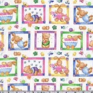  45 Wide Cuddle Prints Bunnies & Bears Blocks Pastel 