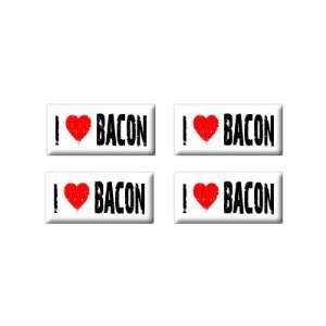  I Love Heart Bacon   3D Domed Set of 4 Stickers 