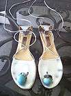 New Jimmy Choo Sandals Flats Gladiator Turquoise Stone Wrap arounds