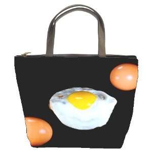   Bucket Bag Handbag Purse 3D Image Fry Egg Frying Food 