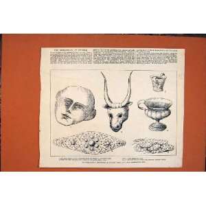  Schliemann Mycenae Mask Agamemnon Tomb Buttons 1877