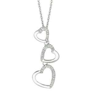    Brass 0.1ct TDW Diamond Triple Heart Pendant (H I, I2 I3) Jewelry