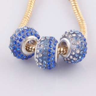1X Tresor Navy Blue&Clear Line Crystal Charm European Resin Beads Fit 