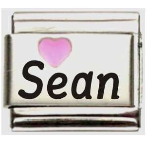  Sean Pink Heart Laser Name Italian Charm Link Jewelry