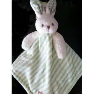  Green & White Striped Cuddly Bunny Secirity Blanket Baby