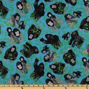  44 Wide Timeless Treasures Gorilla Family Blue Fabric By 