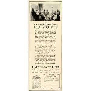 1924 Ad United States Lines Cruise Europe Vacation Travel Tourism Ship 