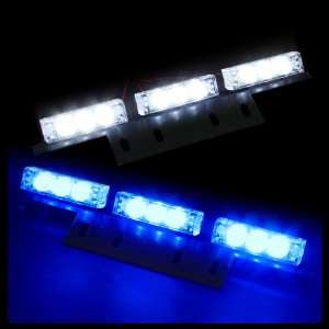 18 Bright Blue and White LED Law Enforcement Flash Strobe Lights Bar 