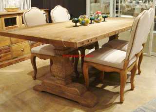 Bleached Pine Reclaimed Wood Trestle Dining Table  