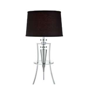  Barto Family 31 Chrome Table Lamp with Black Fabric Shade 