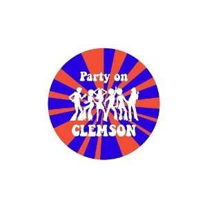   Athletic Clemson University Tigers Party on Clemson Fabric Fan Button