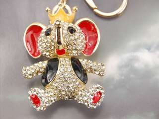 Enamel Painted Circus Elephant King Vest Crown Clear Crystal 