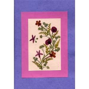Purple Handmade Greeting Card; Mothers Day; Any Occasion Real Flower 