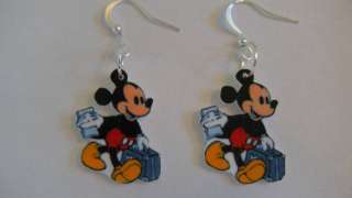 Disney Mickey Mouse Earrings Suitcase Map Traveler CUTE  