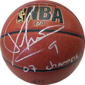  Autographed Tony Parker Basketball   with 07 Champs 