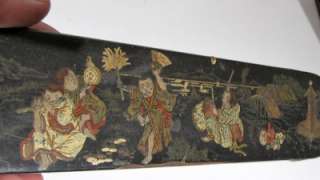 CHINESE ANTIQUE LAQUERED FAN BOX VILLAGE CEREMONY DESIGN  