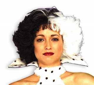 Cruella DeVille Wig Fancy Dress 101 Dalmations Party Costume Brand New 