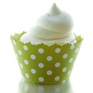Green Polka Dots Cupcake Wrapper   Set of 12   Wrap Enhances Cupcakes 