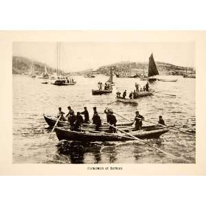  1907 Print Batteau Labrador Canada Fishermen Boats Paddle 