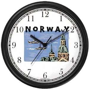 Norway   Oslo Harbor Wall Clock by WatchBuddy Timepieces (White Frame)
