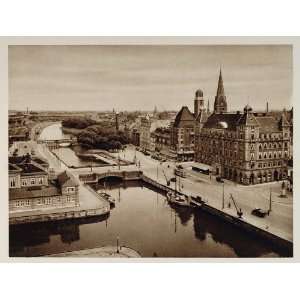  1932 Malmo Canal Sweden Sverige Photogravure Hielscher 