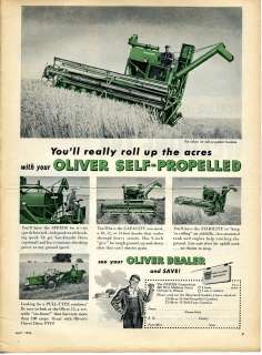 1954 Oliver 33 Combine & 15 Pull Type Farm Tractor Ad  