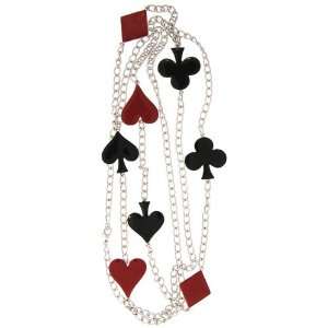  60 Enamel Poker Necklace In Red And Black with Silver 